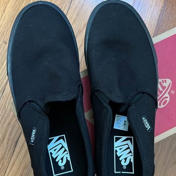 Vans Black Slip-on Womens 8.5 Canvas - Picture 2 of 5
